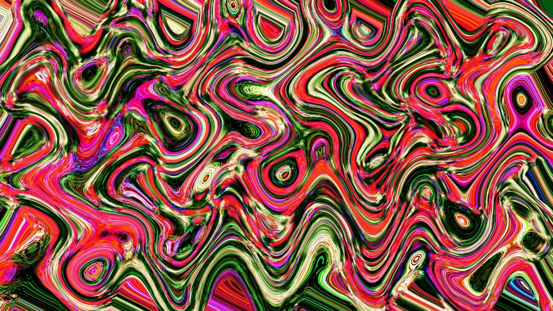 Abstract swirls of vibrant colors create a pattern.