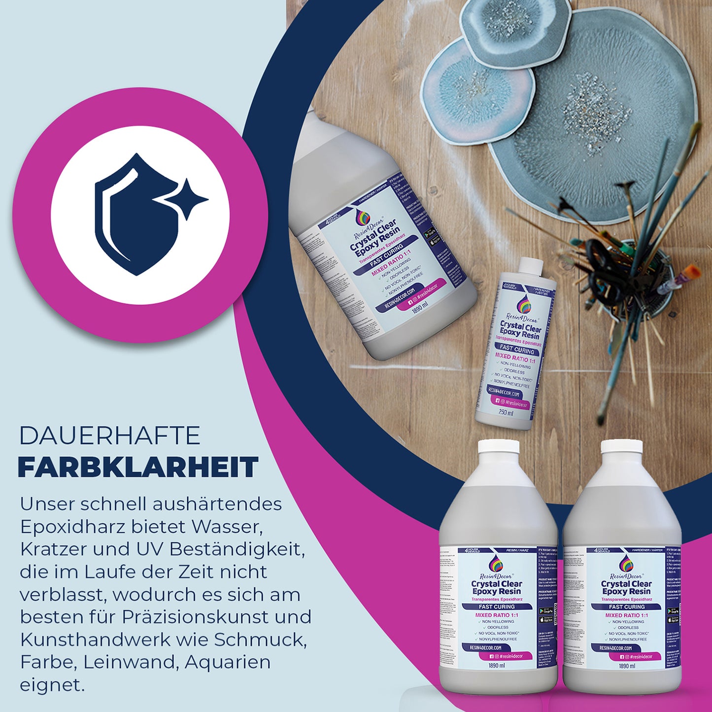 RESIN4DECOR 1:1 Schnell härtend Epoxidharz Set (4h Entformzeit)