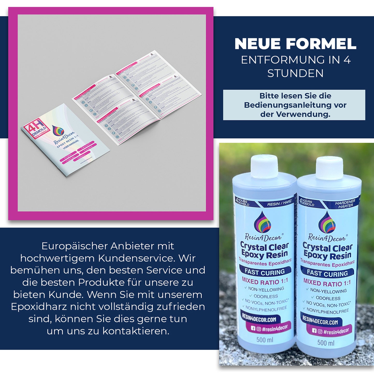 RESIN4DECOR 1:1 Schnell härtend Epoxidharz Set (4h Entformzeit)