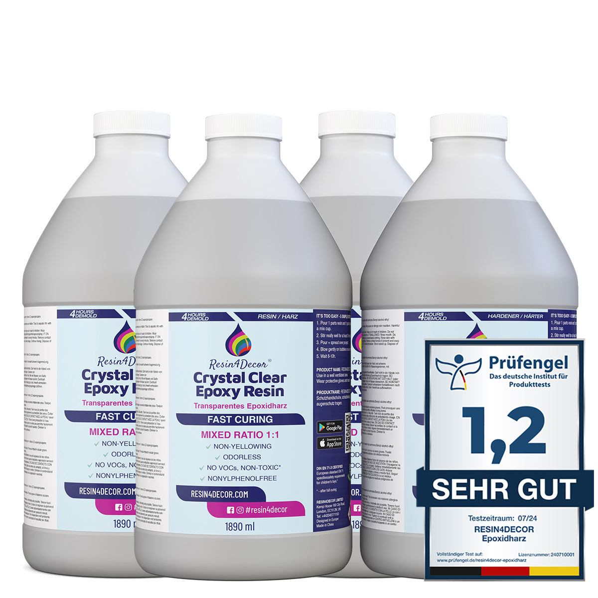 RESIN4DECOR 1:1 Schnell härtend Epoxidharz Set (4h Entformzeit)