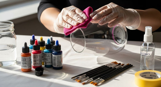 glas bemalen anleitung, glas reinigen, material vorbereiten