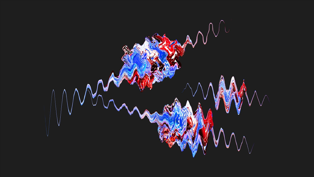 A picture of a black background with a red, white and blue wave