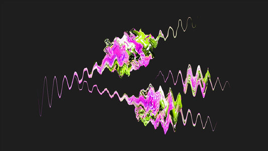 A picture of a black background with pink and green flowers