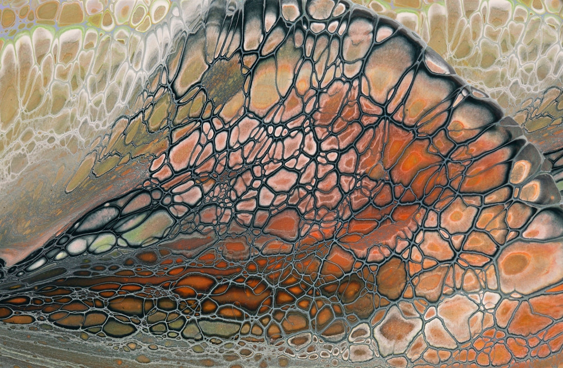 Abstract fluid art with cells and organic patterns