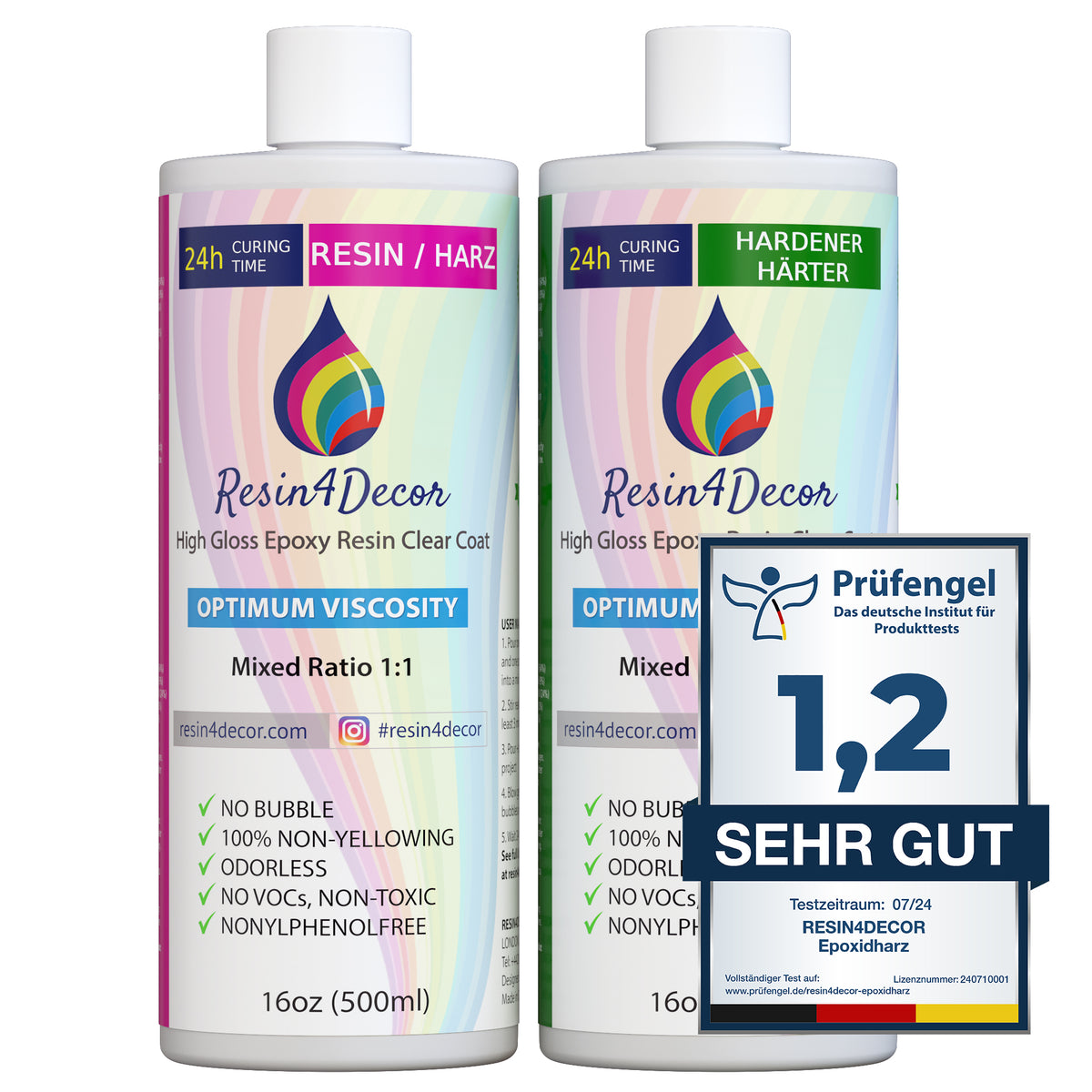 RESIN4DECOR 1:1 Non-Yellowing Clear Epoxy Resin Coating OPTIMUM (24h Curing Time)