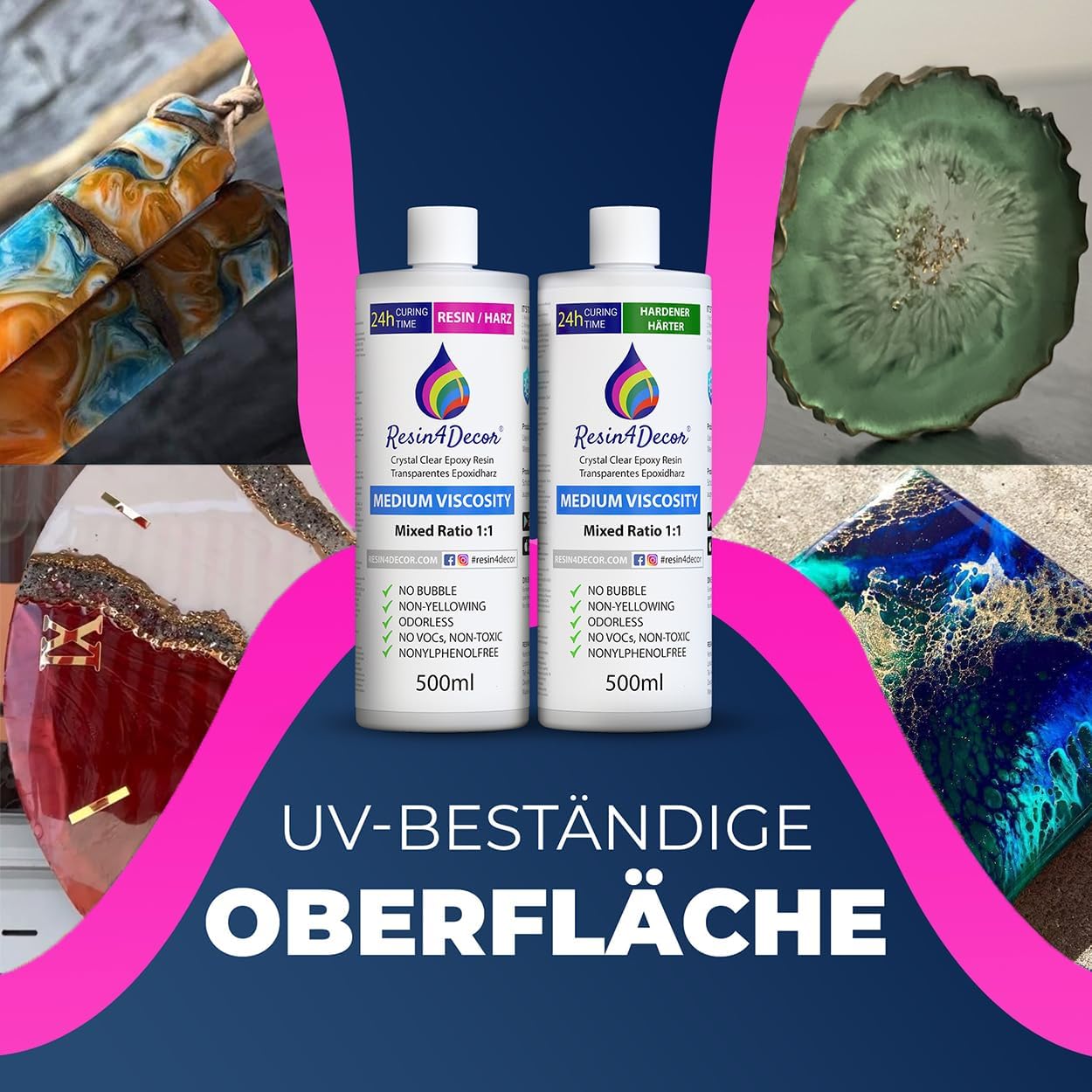 RESIN4DECOR 1:1 Epoxidharz Mittlere Viskosität Gießharz (24 Stunden)