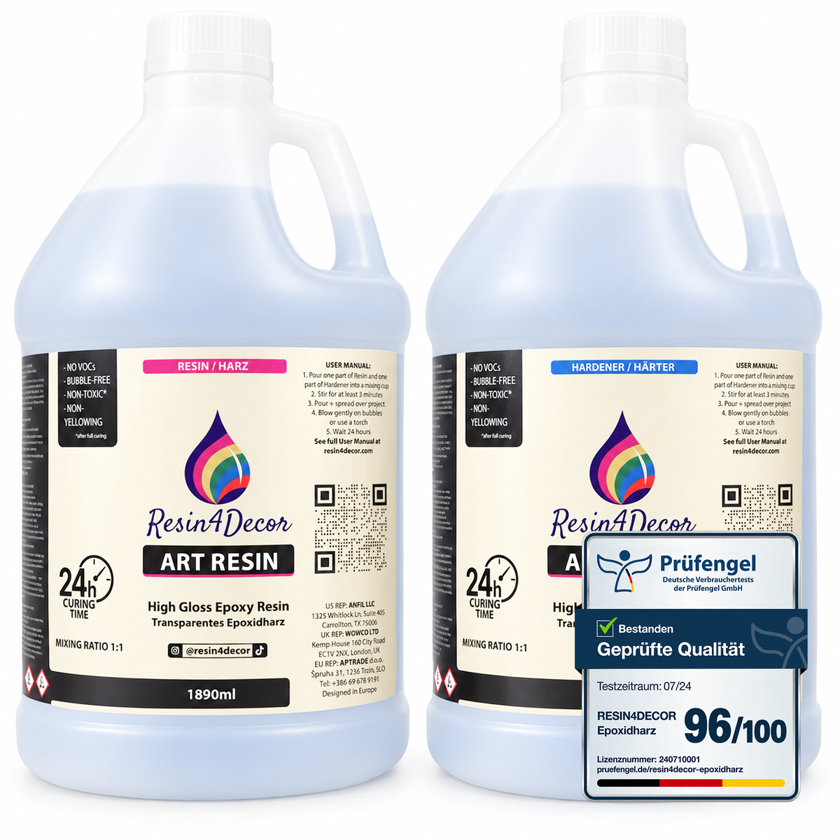 RESIN4DECOR 1:1 Non-Yellowing Clear Epoxy Resin Coating OPTIMUM (24h Curing Time)