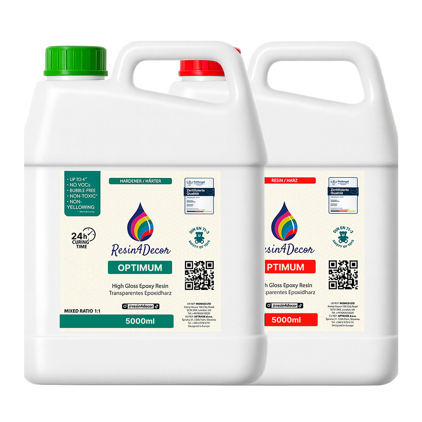 RESIN4DECOR Resina epoxi transparente que no amarillea 1:1 (tiempo de curado de 24 h)