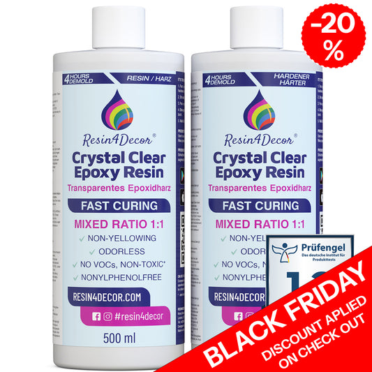 RESIN4DECOR 1:1 Schnell härtend Epoxidharz Set (4h Entformzeit) 