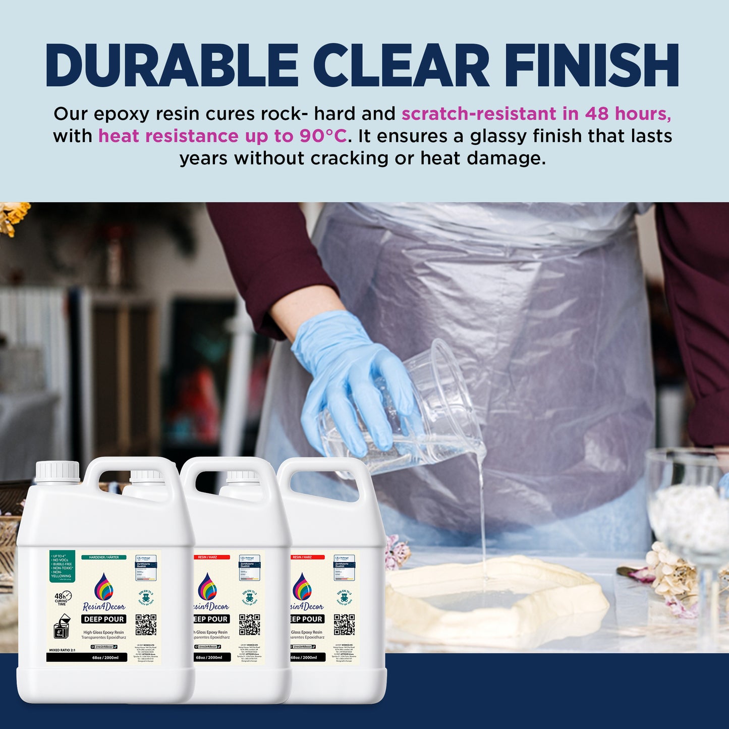 RESIN4DECOR Epoxidová pryskyřice Deep Pour Crystal Clear 2:1 (až do 10 cm)
