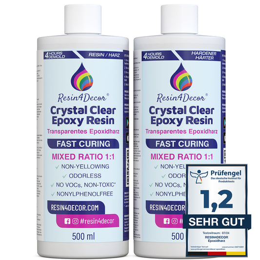 RESIN4DECOR Resina epossidica a polimerizzazione rapida 1:1 (tempo di polimerizzazione 10 ore)