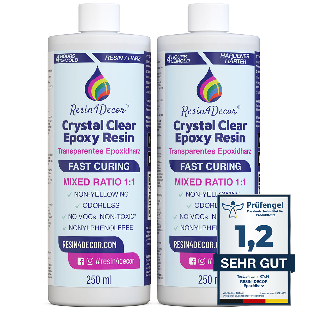 Résine Époxy Transparente 1000ml Cristalline 1:1 - Kit Complet Pour Bijoux, Moulage Et Tables