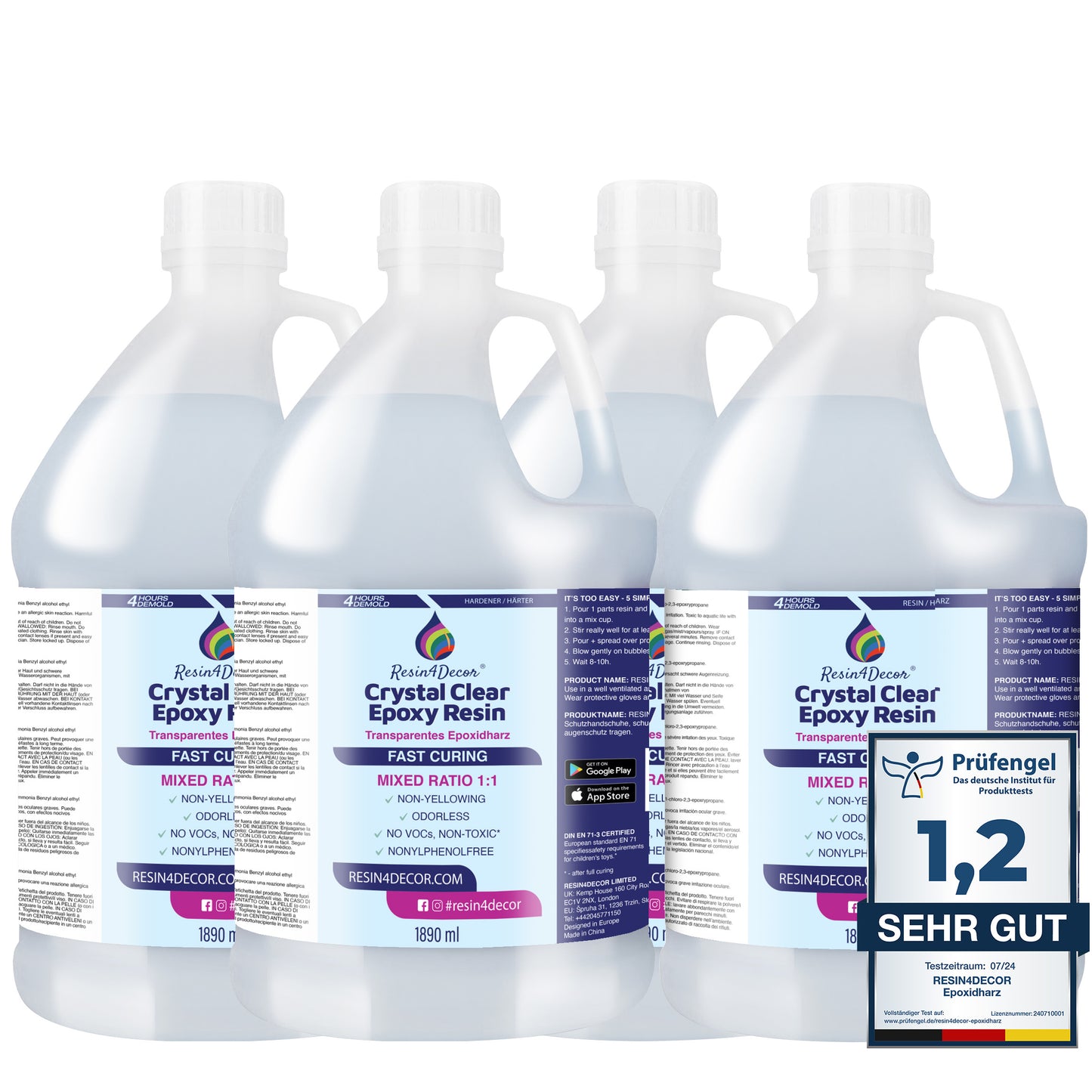 RESIN4DECOR Resina epossidica a polimerizzazione rapida 1:1 (tempo di polimerizzazione 10 ore)
