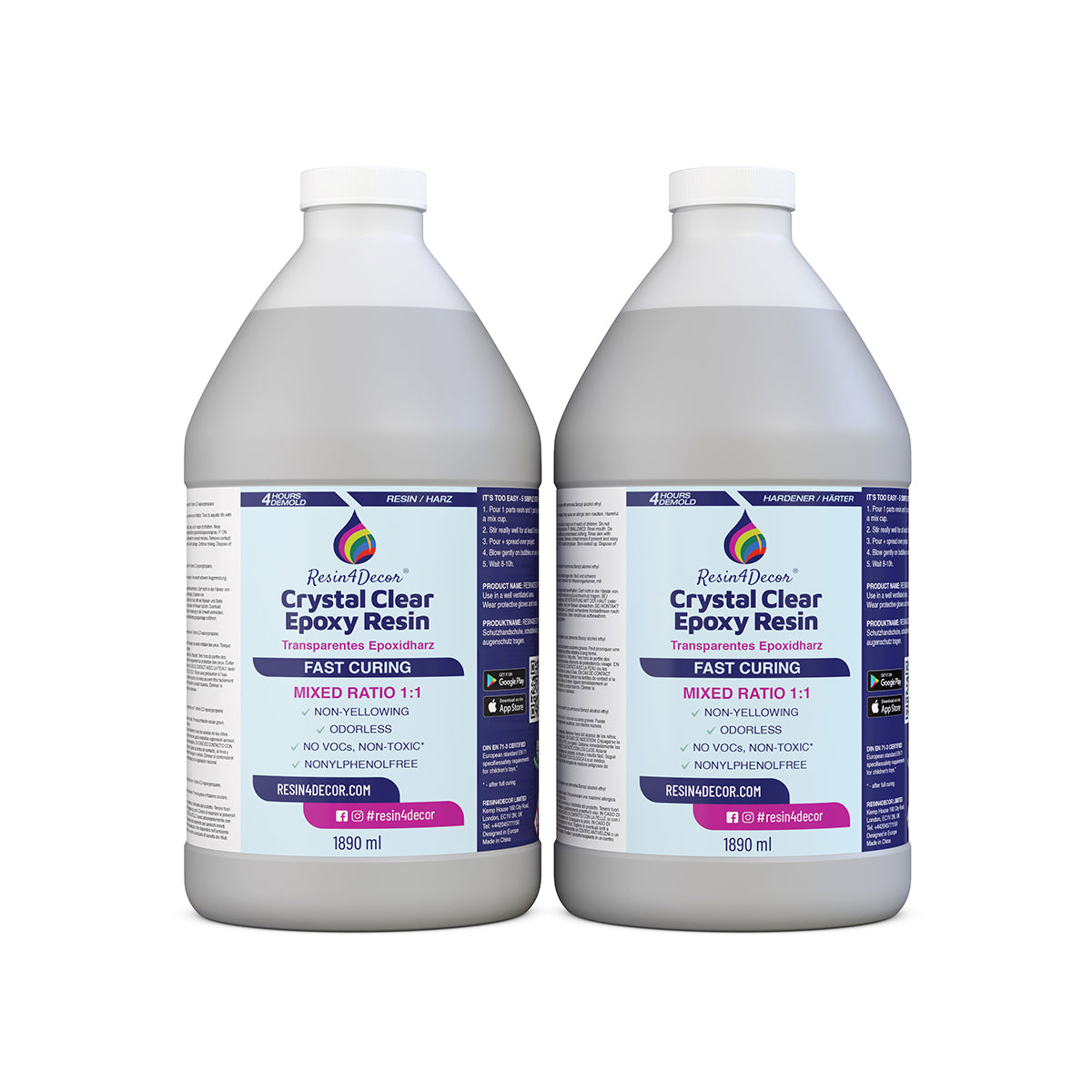 RESIN4DECOR 1:1 Fast Curing Epoxy Resin (10h Curing Time)